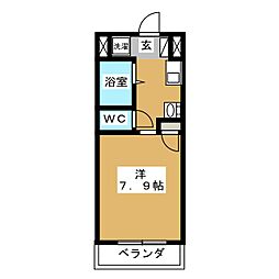 ハイツFK相模大野 2階1Kの間取り