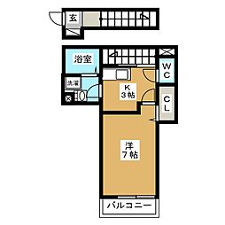 アプリコ 2階1Kの間取り