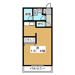 ドマーニI 1階ワンルームの間取り