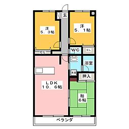 プライムコート 3階3LDKの間取り