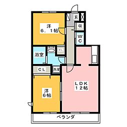 ボナールメゾン 2階2LDKの間取り