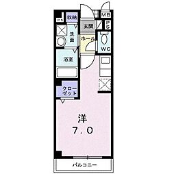 アネックスツキミノ ワンルームの間取図画像