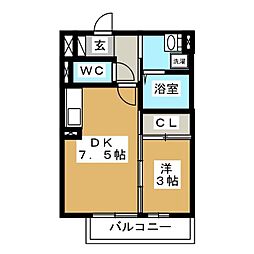 セジュール上鶴間 1DKの間取図画像