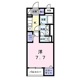 ダウンタウン ワイ 1Kの間取図画像