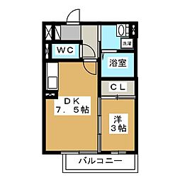 セジュール上鶴間 1DKの間取図画像