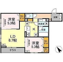 シャルムコート 2LDKの間取図画像