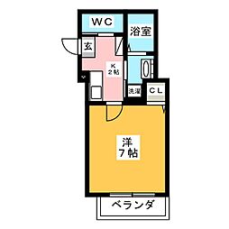 エクレール中央林間2 1Kの間取図画像