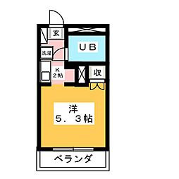 ディア・ベルジュ南林間 ワンルームの間取図画像
