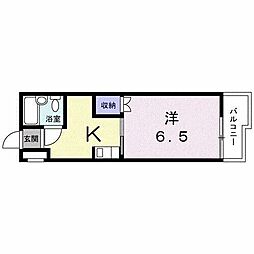 カーサ・ビアンカ 1Kの間取図画像