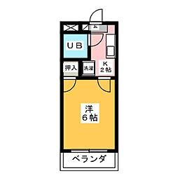 カナレハイツ 1Kの間取図画像