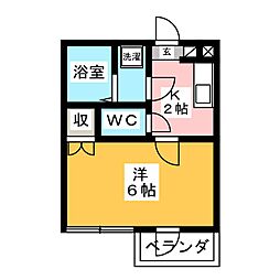 メイビル・厚木 1Kの間取図画像