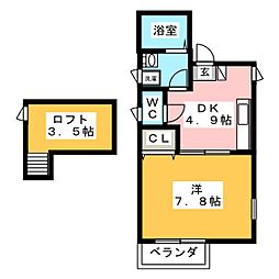 ベルテンポ1 1DKの間取図画像