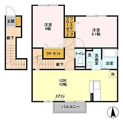 マメゾン 2LDKの間取図画像