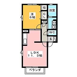 グリーンヴィラ 1LDKの間取図画像