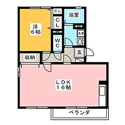 ファミールA 1LDKの間取図画像