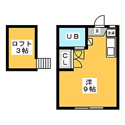 ヴィラ本厚木 ワンルームの間取図画像