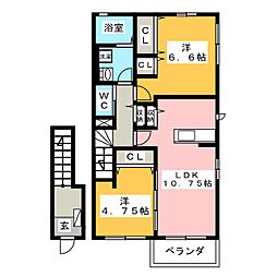レユシールA 2LDKの間取図画像