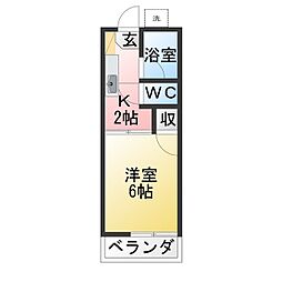 三和ハイツ 1Kの間取図画像