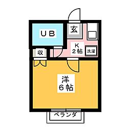 ハイツウィスタリアA 1Kの間取図画像