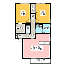 コート・フローラC 2LDKの間取図画像