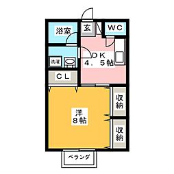 ドゥエフェリーチェ 1DKの間取図画像