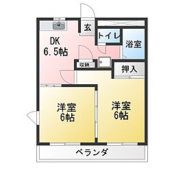 ピュアメゾン高森 2DKの間取図画像