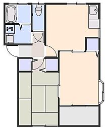 ツインハウス 2階2DKの間取り