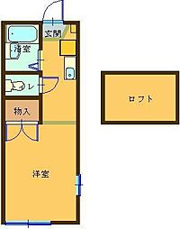 レオパレスwoods 1Kの間取図画像