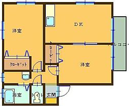 サンロイヤルF 2DKの間取図画像
