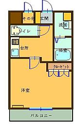セリージィア 1Kの間取図画像
