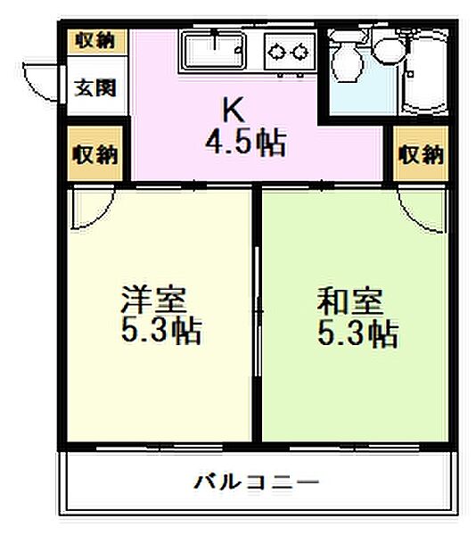 東京都国分寺市日吉町3丁目(賃貸アパート2K・1階・27.30㎡)の写真 その2