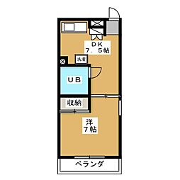 エリール泉 3階1DKの間取り