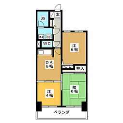 ライオンズヒルズ松戸 3階3DKの間取り