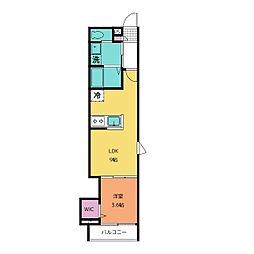 MIRAI　STAGE　松戸新田 2階1LDKの間取り