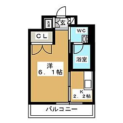 パークフラッツ松戸 10階1Kの間取り