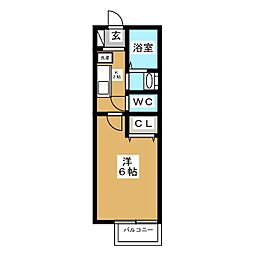 カサベルデ 1階1Kの間取り