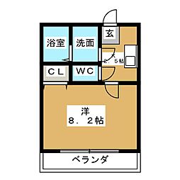 クレフラスト松戸吉井町Ａ棟 1階1Kの間取り