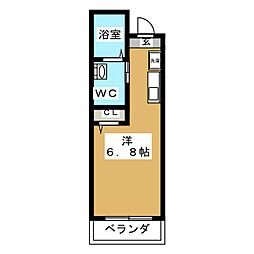 ミルクリーク野菊野Ｂ棟 2階ワンルームの間取り