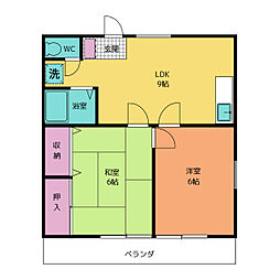 ゆあさコーポ 1階2LDKの間取り