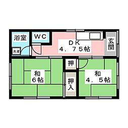 湯浅貸家 1階2DKの間取り