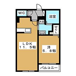 Ｆｒａｎｋｌｉｎ　Ａｖｅ. 2階1LDKの間取り