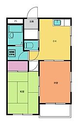 メゾンコムラ 3階2DKの間取り