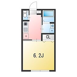 Ambition松戸 202 2階1Kの間取り