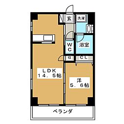 アークシティ松戸 1LDKの間取図画像