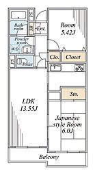 ガレット松戸元山 2LDKの間取図画像