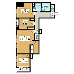 デルソーレ松戸 3LDKの間取図画像