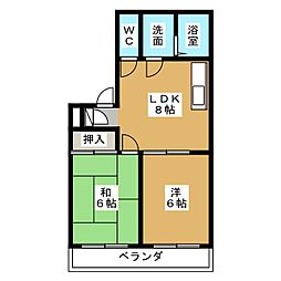 コーポ弘陽 2DKの間取図画像