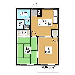 スカイハイツ 2DKの間取図画像