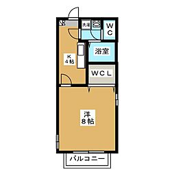 ビヴァーチェ 1Kの間取図画像