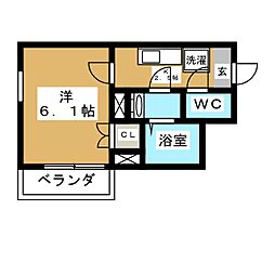 ベルメゾン松戸 1Kの間取図画像